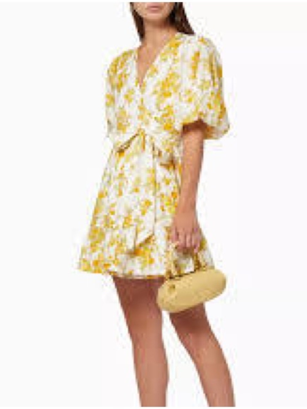 faithfull the brand rooney wrap puff sleeve linen mini dress size 10